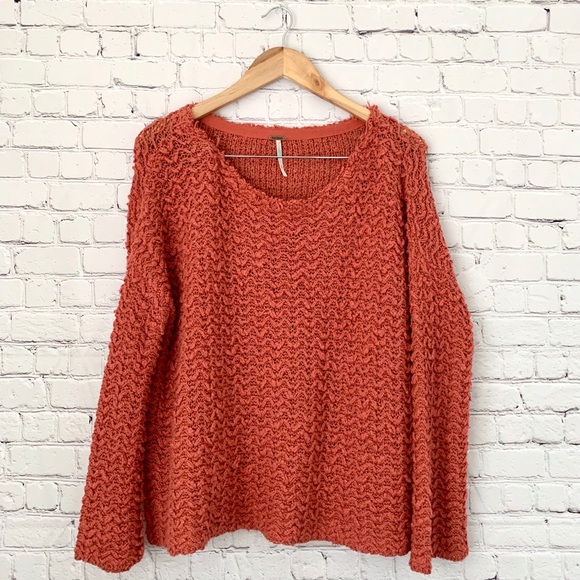 Free People Sweaters - Free People Oversized Cable Knit Peach Sweater